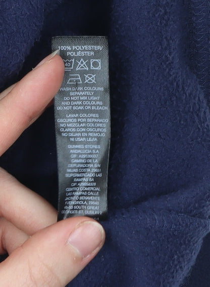 Brand and care label for Dunnes Men's Blue Small Fleece Full Zip Jacket