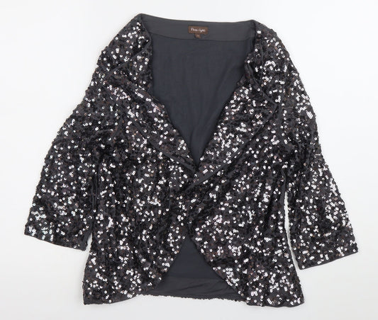Phase Eight Women Black Sequin Cardigan Size 12 Formal Partywear
