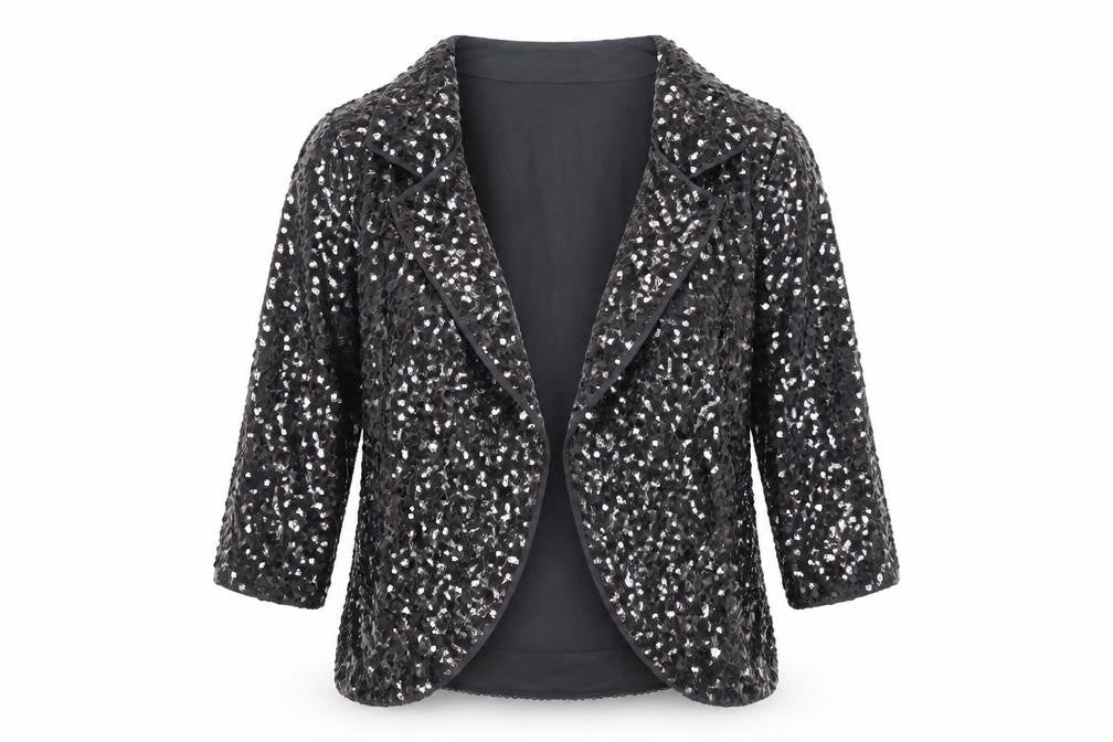 Phase Eight Women Black Sequin Cardigan Size 12 Formal Partywear