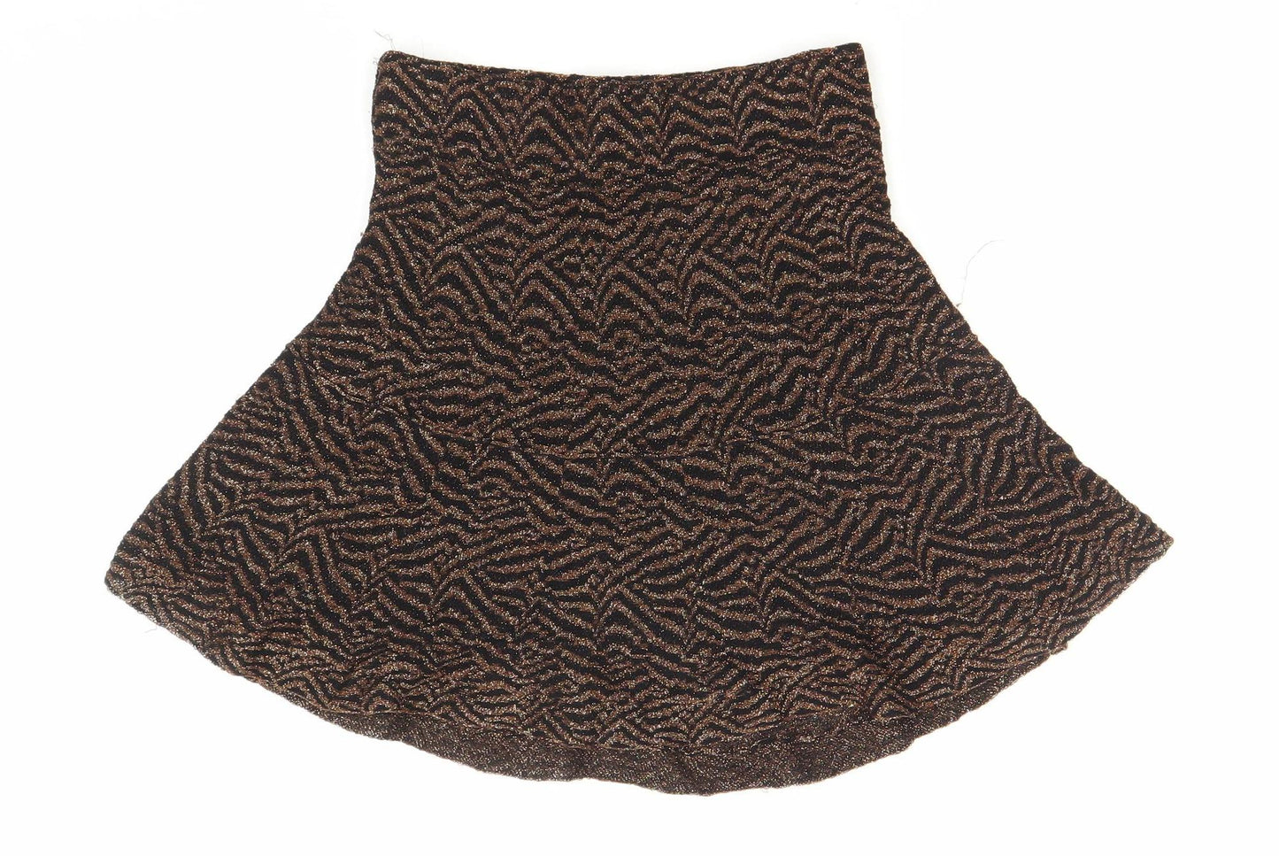 Zara Women Black Brown Animal Print Knit A-Line Skirt Size S