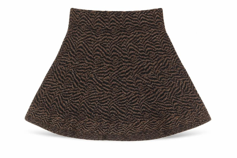 Zara Women Black Brown Animal Print Knit A-Line Skirt Size S