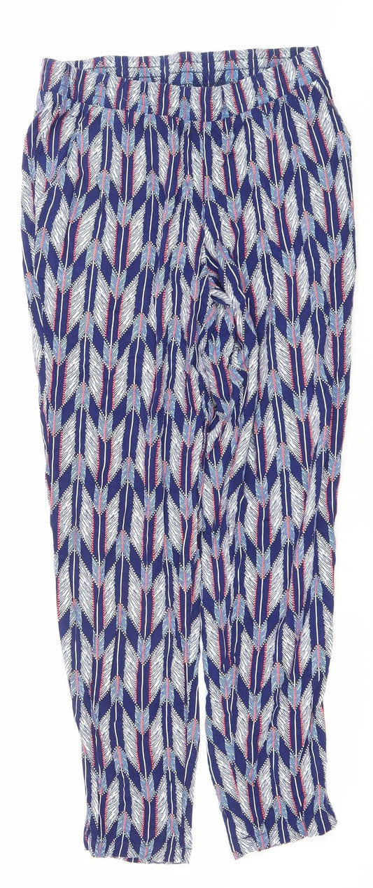 H&M Divided Womens Blue Geometric Harem Trousers Size 8 Viscose