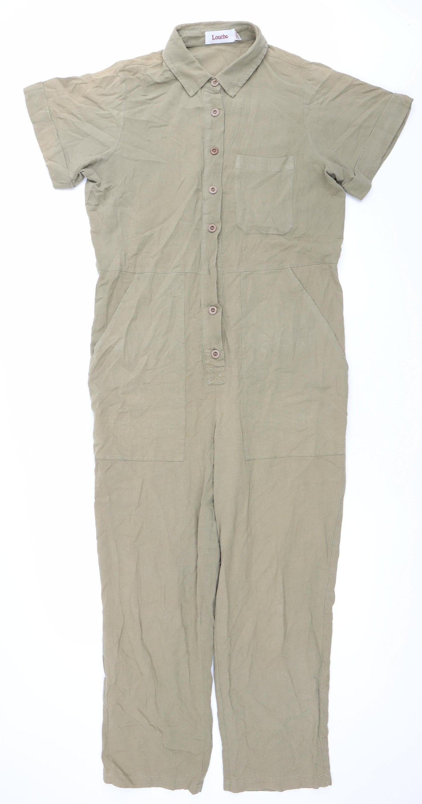 Louche Women’s Brown Short Sleeve Collared Jumpsuit UK 12