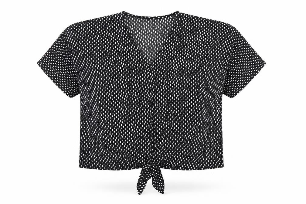 QED London Womens Black Polka Dot V-Neck Blouse M/L