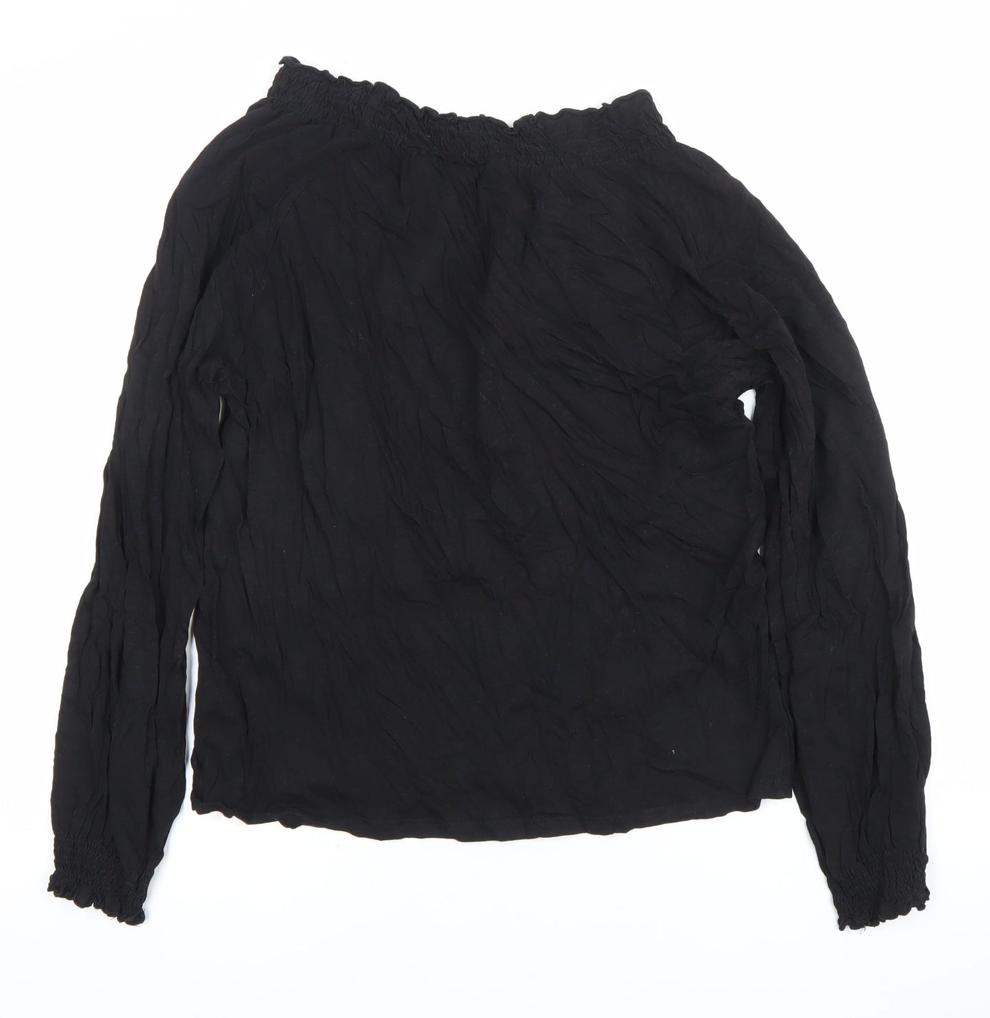 H&M Women’s Black 100% Cotton V-Neck Long Sleeve Blouse Size 12