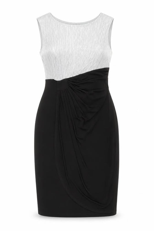 Enfocus Studio Womens Black Silver Sheath Dress Size 8 Cocktail Formal