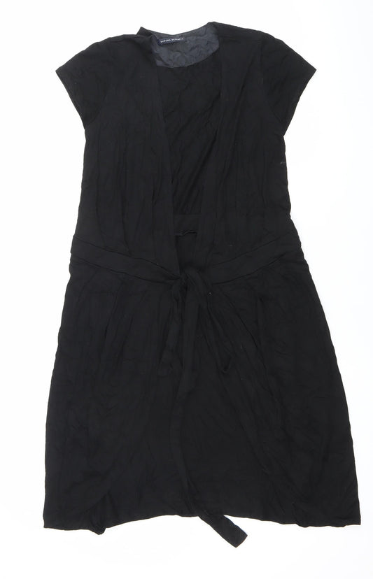 Banana Republic Womens Black Wrap Dress S Short Sleeve V-Neck