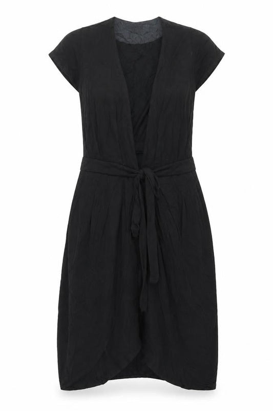 Banana Republic Womens Black Wrap Dress S Short Sleeve V-Neck