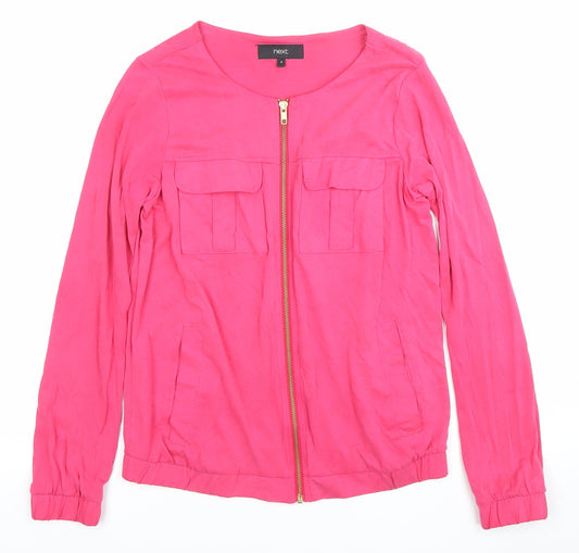 Next Womens Pink Long Sleeve Zip Blouse UK 8 Modal Blend