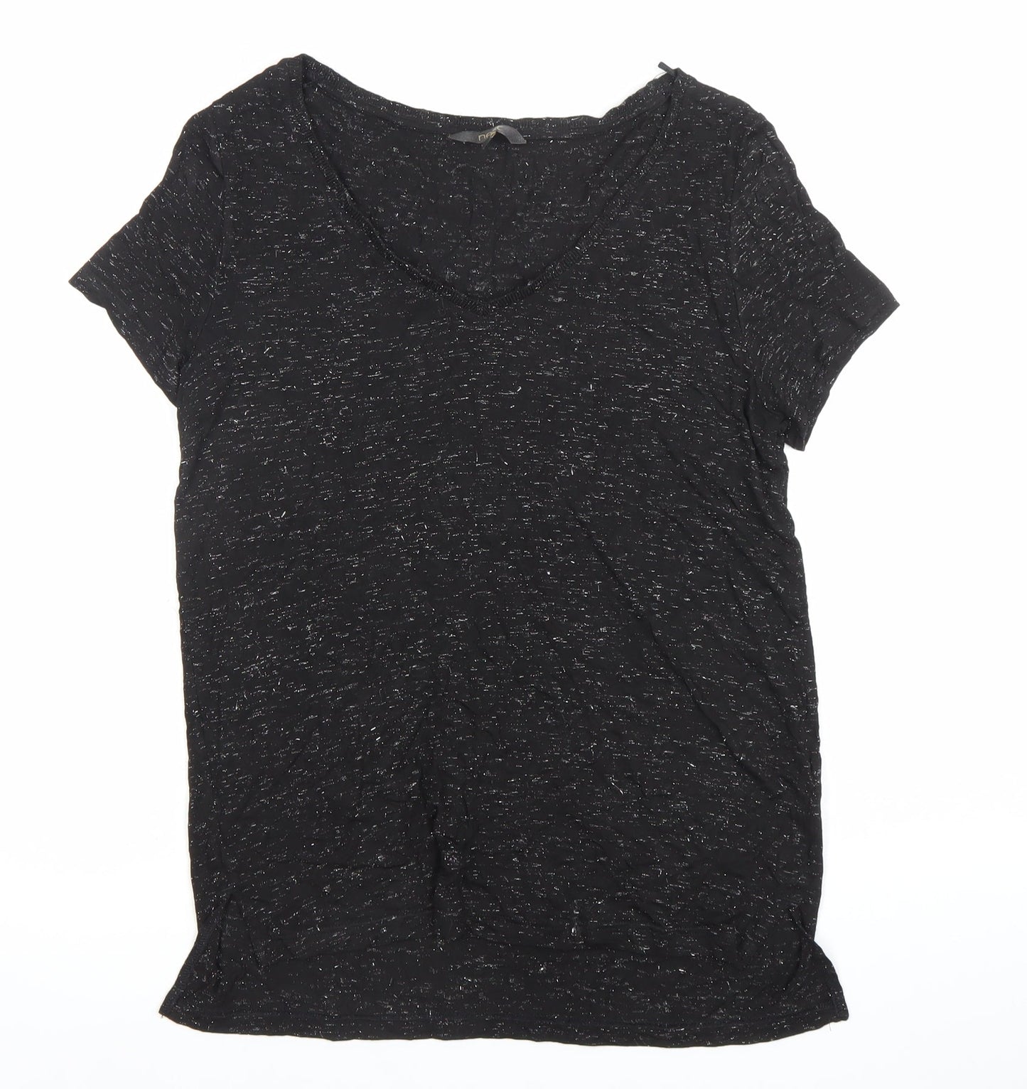 Next Women’s Black Glitter Viscose T-Shirt Size 8 Short Sleeve