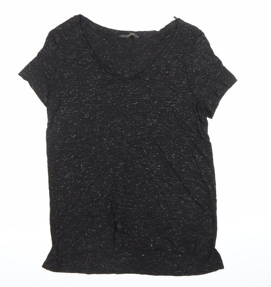 Next Women’s Black Glitter Viscose T-Shirt Size 8 Short Sleeve