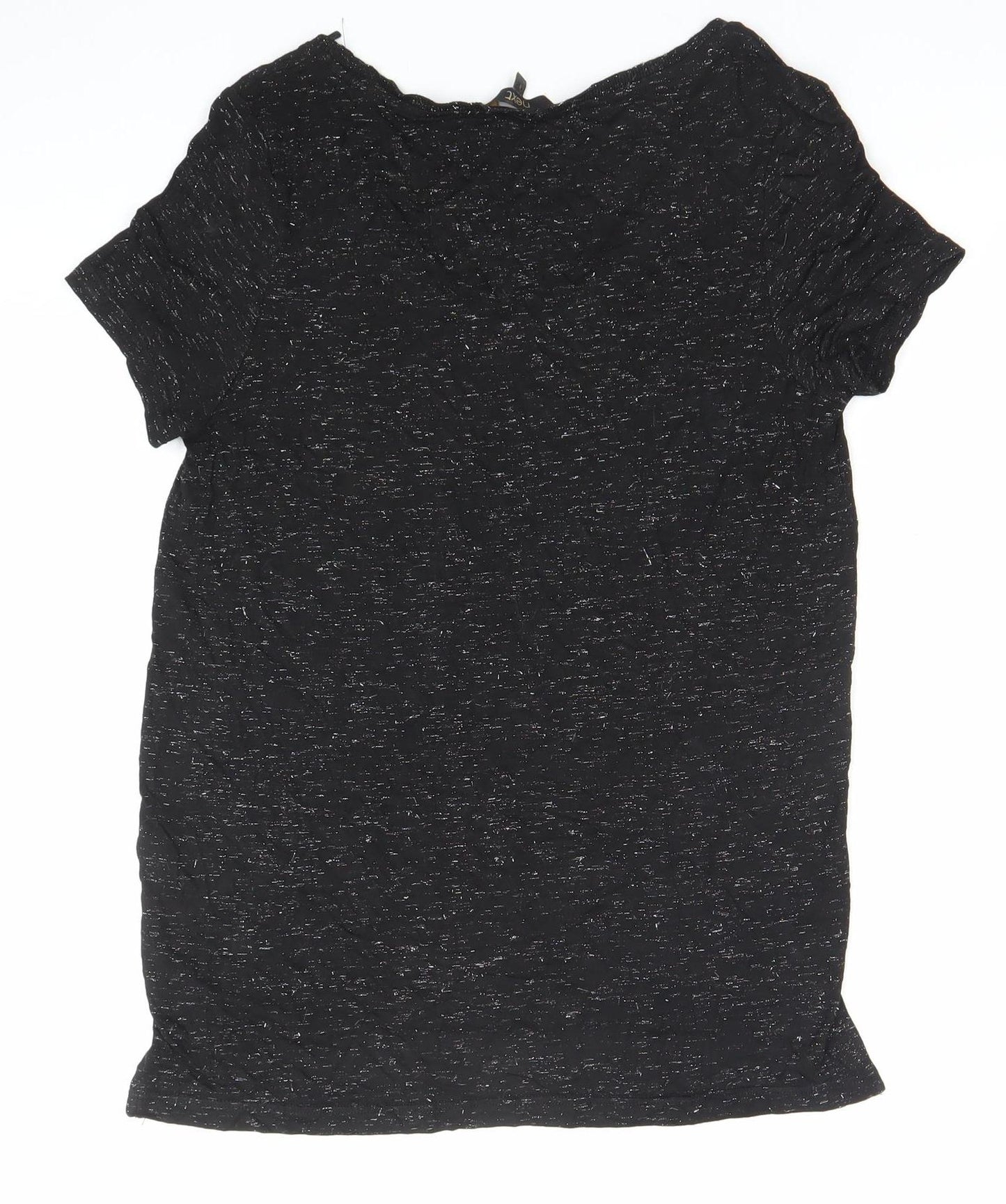 Next Women’s Black Glitter Viscose T-Shirt Size 8 Short Sleeve