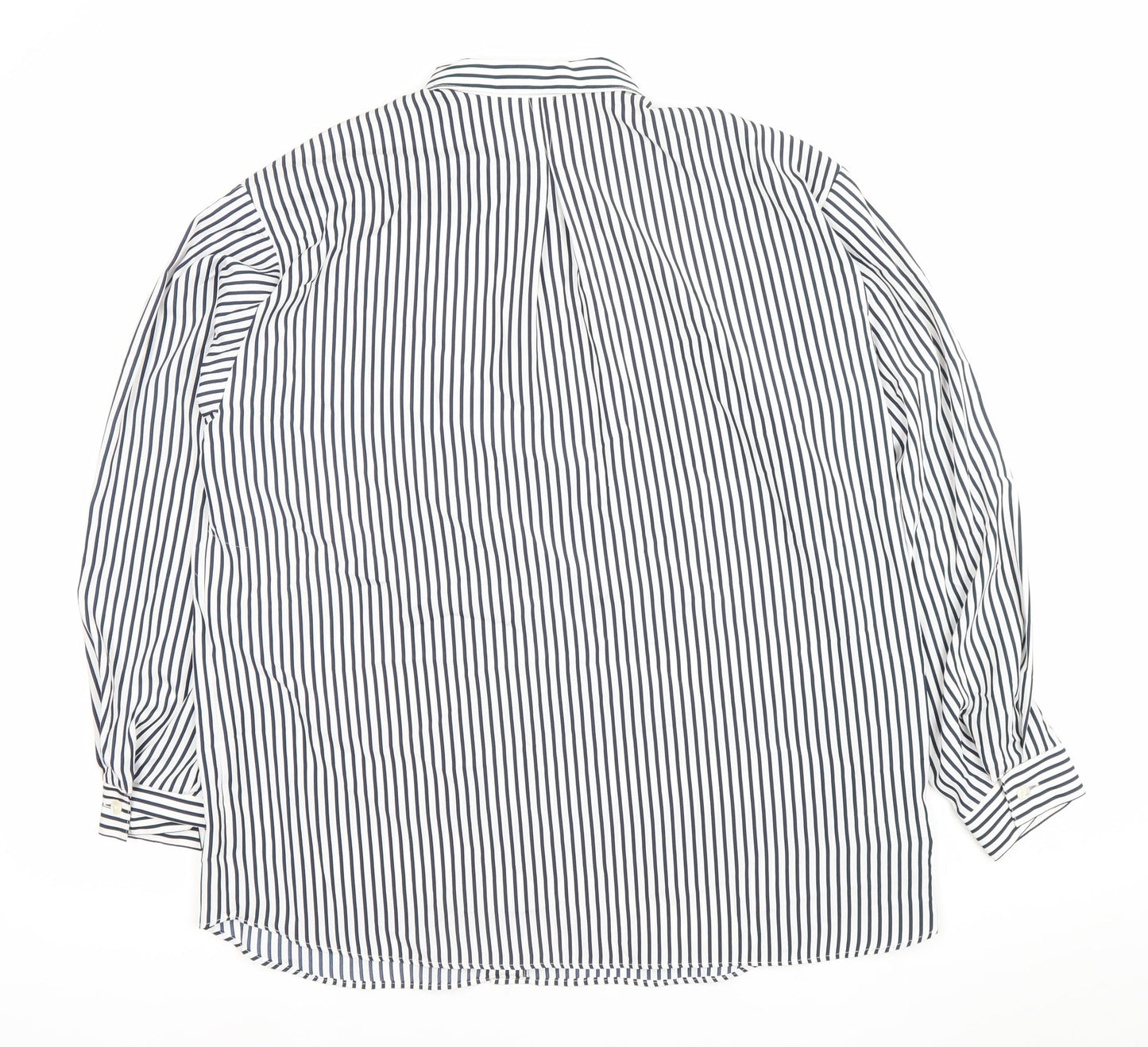 St Michael Womens Blue Striped Button-Up Shirt Size 14 Polyester
