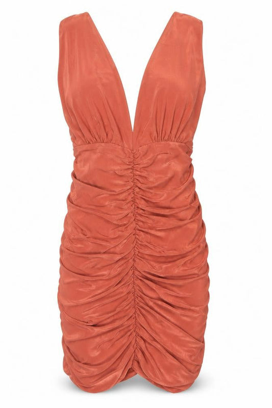 Quiz Women’s Brown One Shoulder Bodycon Ruched Dress Size 8