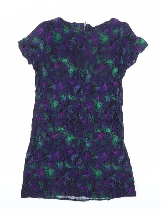 All About Eve Women’s Multicoloured Shift Dress Size 10 Short Sleeve Zip