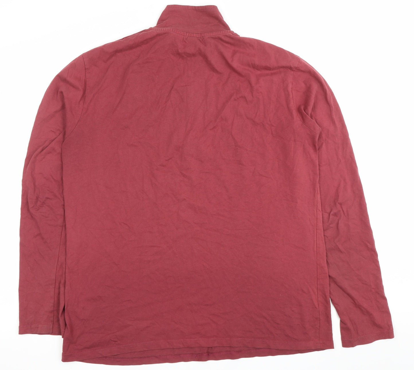 Atlas For Men Red Long Sleeve 1/2 Zip High Neck Cotton T-Shirt Size L