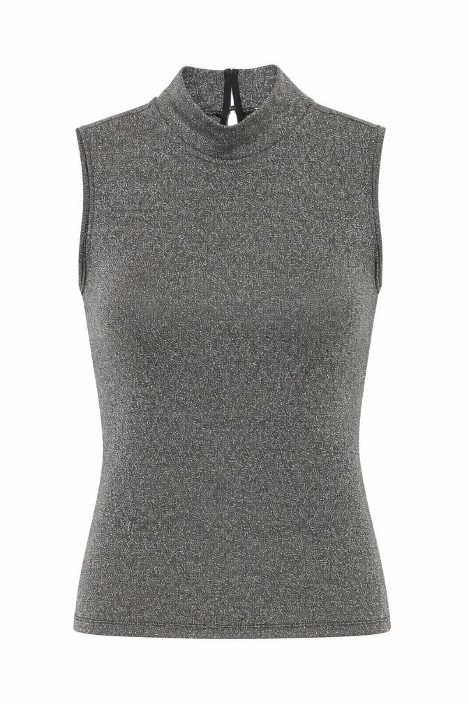 Oasis Women’s Black Glitter High Neck Sleeveless Tank Top Size 10