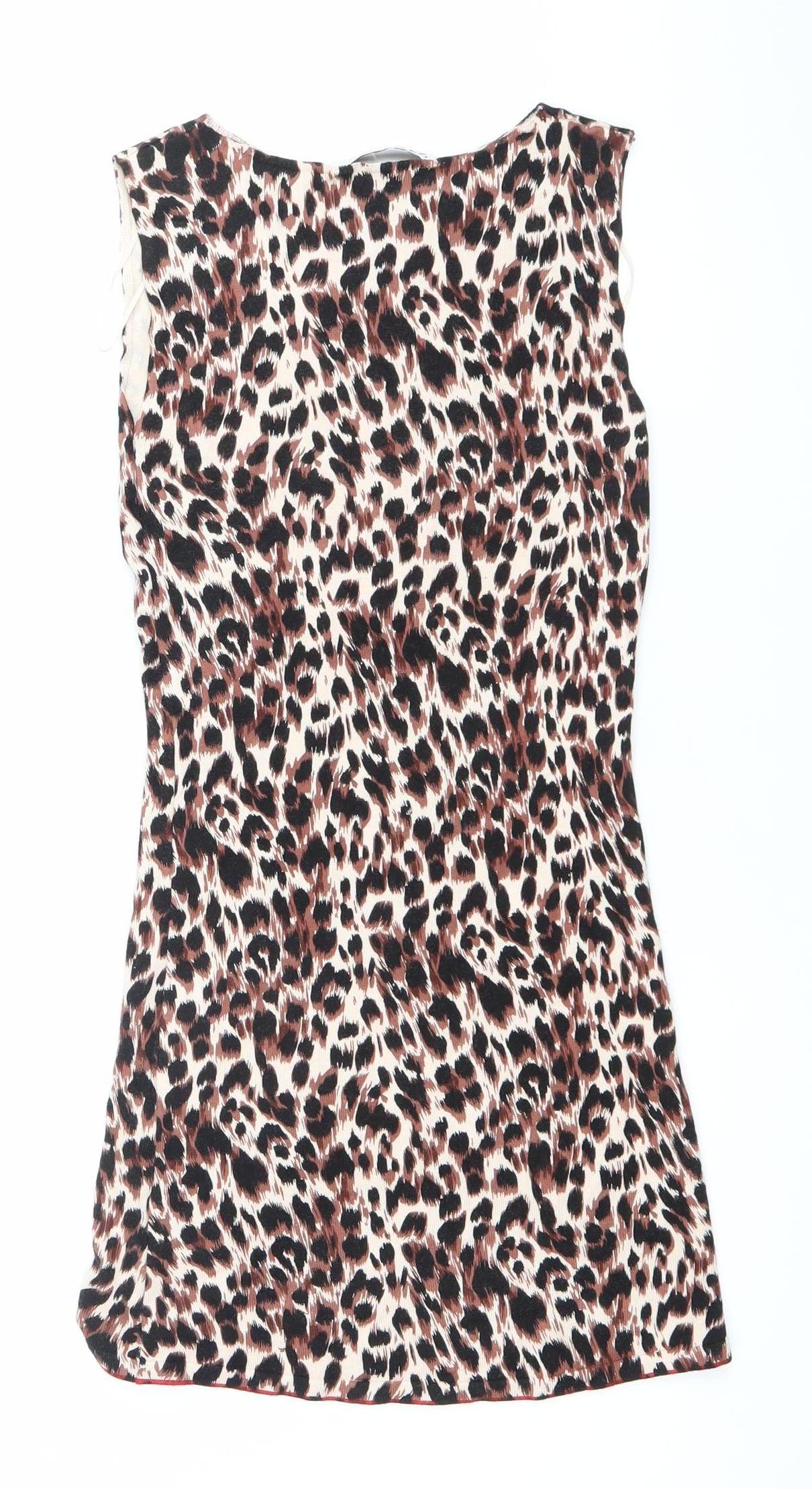 Zara Women’s Leopard Print Bodycon Dress Size 8 Sleeveless Short