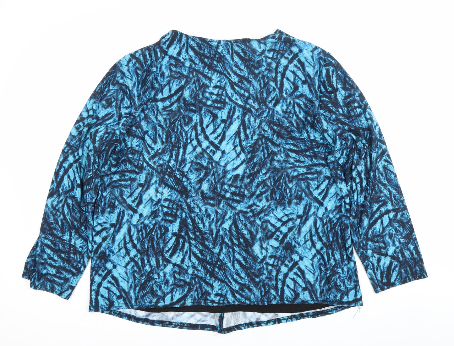 Annabelle Womens Blue Abstract V-Neck Tunic Blouse Size 20