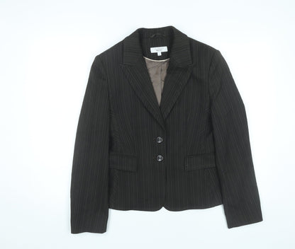 Next Womens Black Pinstripe Blazer Size 12 Tailored Jacket