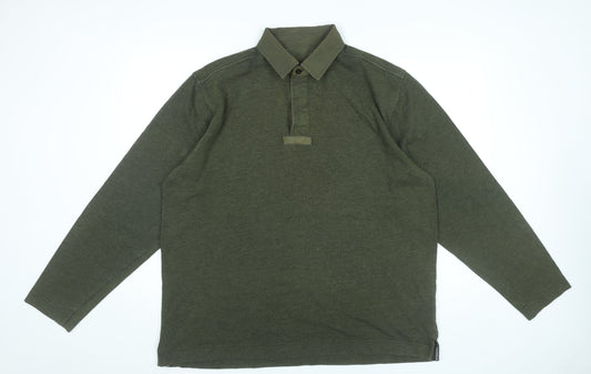 Hawkshead Men’s Green Long Sleeve Polo Shirt L Regular Fit