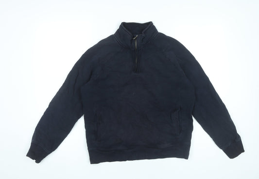 Marks and Spencer Men’s Black M 38-40" Quarter Zip Sweatshirt Cotton