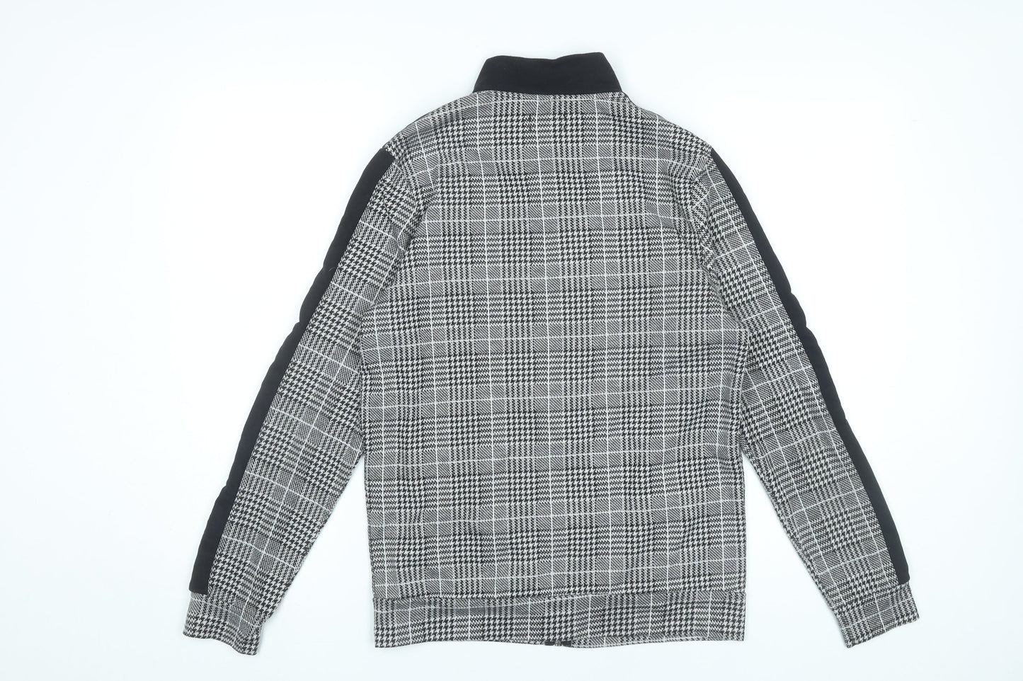 boohooMAN Men's Black Grey Check Full Zip Sweatshirt Size S