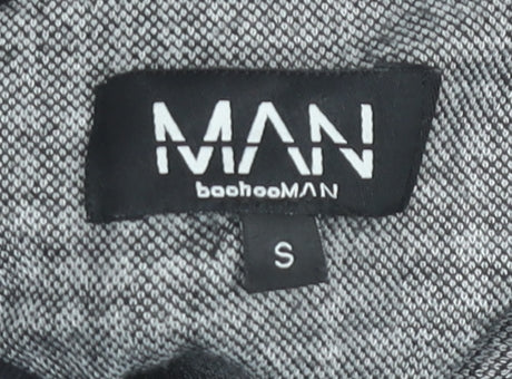 boohooMAN Men's Black Grey Check Full Zip Sweatshirt Size S
