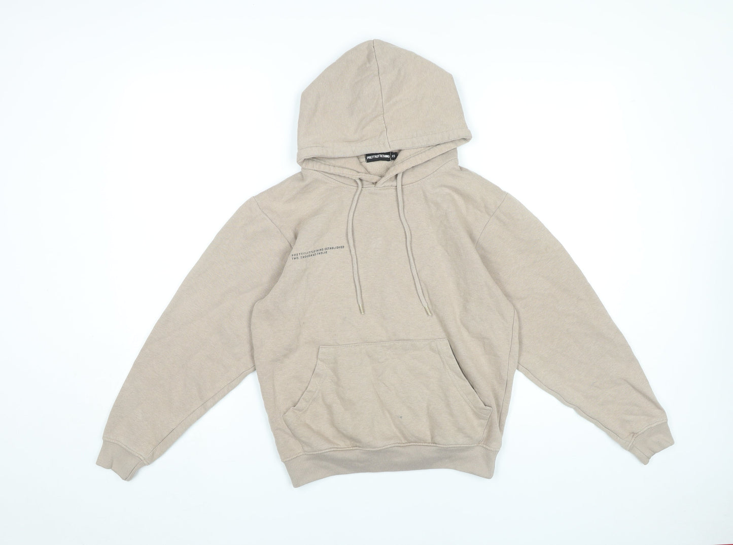 PrettyLittleThing Women’s Beige Pullover Hoodie XS Regular Fit