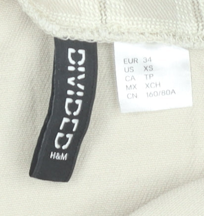 H&M Women Beige Check Bodycon Dress Size 6 Cotton Blend Sleeveless