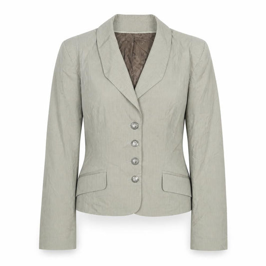 Roni Zilkha Women Beige Pinstripe Blazer Jacket Size 12