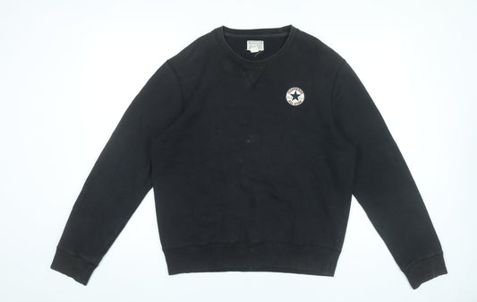 Converse Men’s Black Small Pullover Sweatshirt Crew Neck Logo
