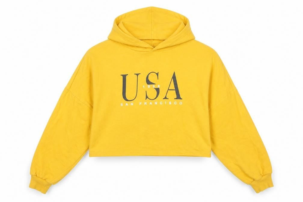H&M Divided Women’s Yellow Hoodie L Hooded USA Print Pullover
