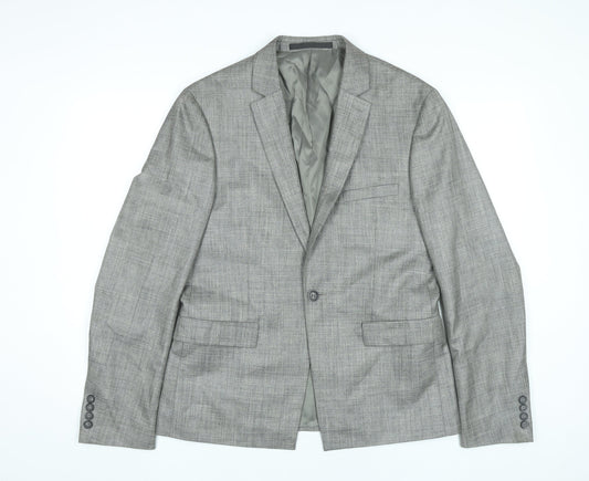 Topman Men's Grey Slim Fit Suit Jacket UK 38 Regular Two Button