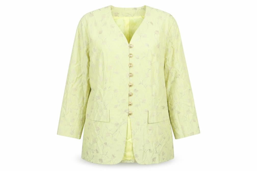 Sporting Women’s Yellow Floral Blazer Jacket Size 14 Viscose Acetate