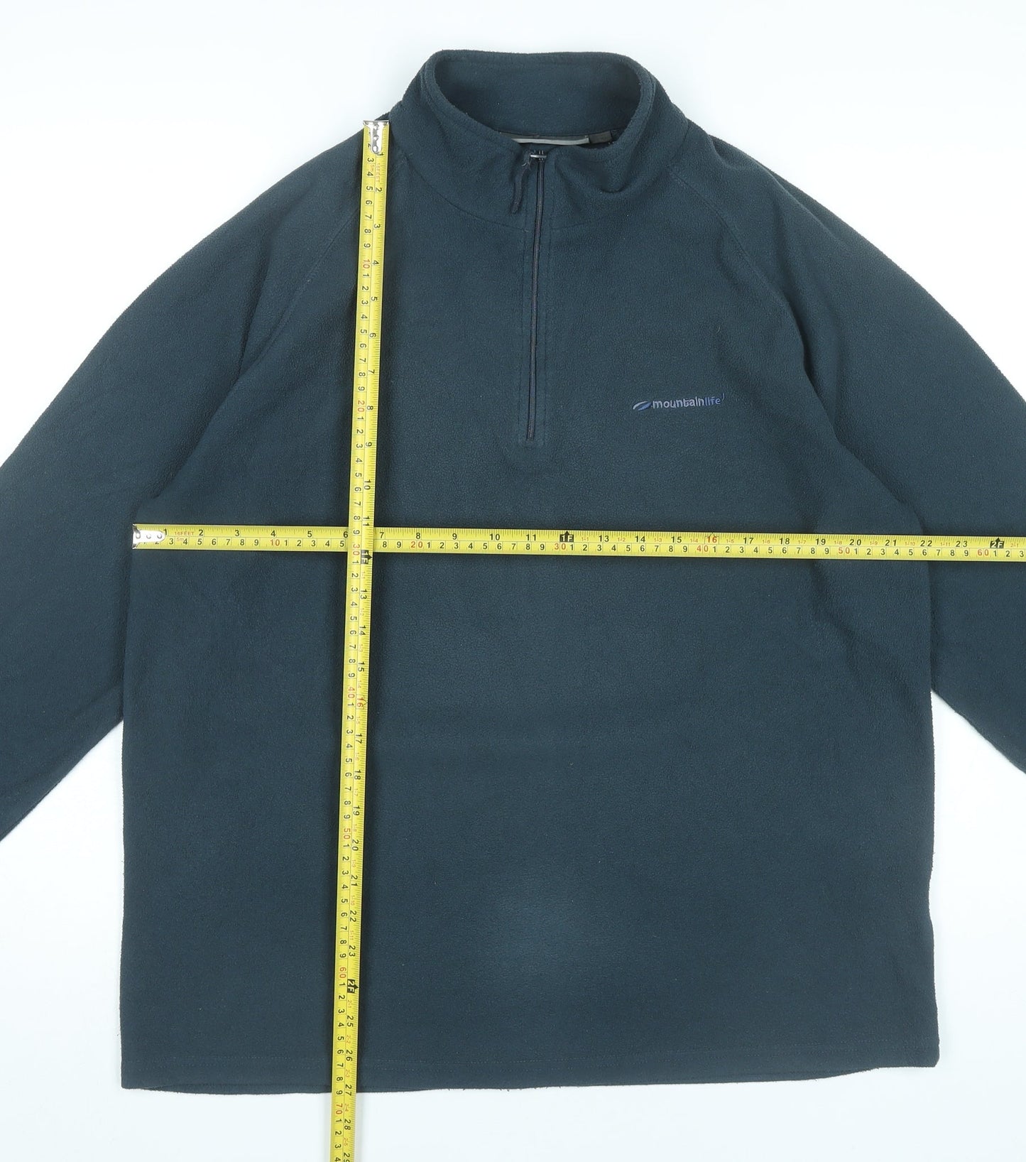 Mountain Life Men’s Blue Fleece Pullover Sweatshirt L Hiking Outdoor