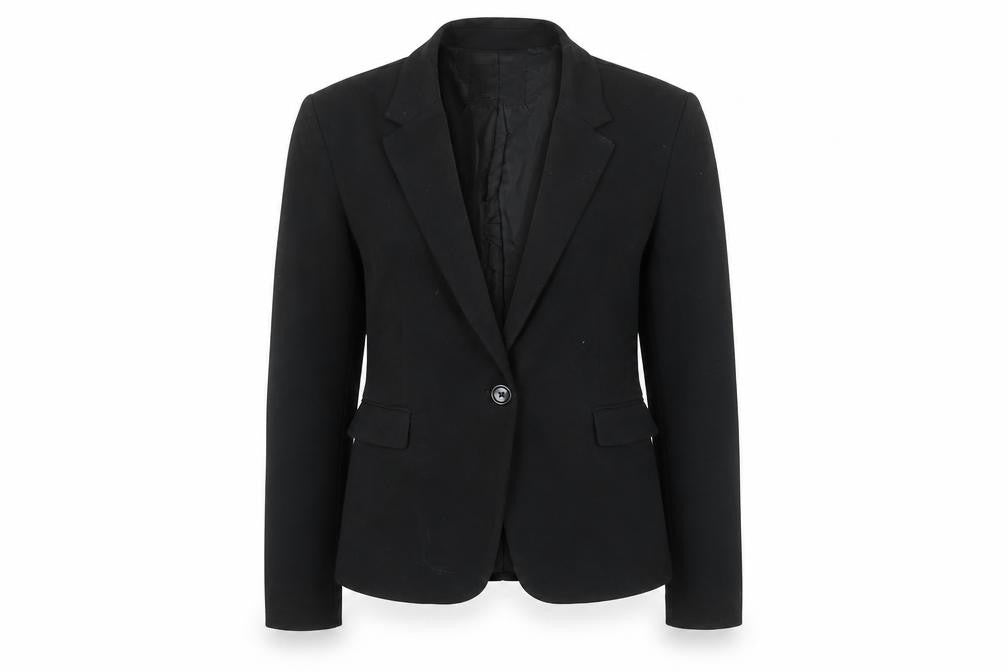 MNG Women's Black Size 12 Regular Fit One Button Blazer Jacket