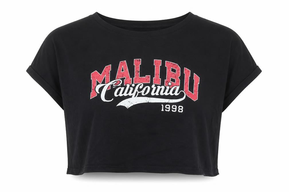 915 Generation Girls Black Cropped Malibu California T-Shirt 14-15 Years