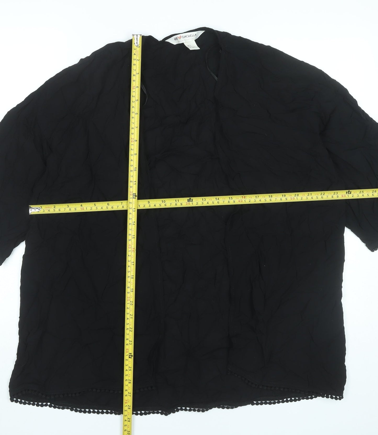 H&M Coachella Women’s Black Kimono Blouse S Viscose Festival Summer Top
