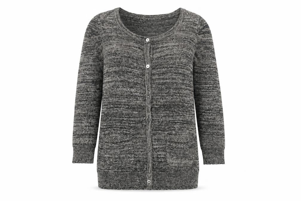 Jasper Conran Women's Grey Size 10 Scoop Neck Cardigan Jumper