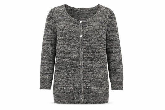 Jasper Conran Women's Grey Size 10 Scoop Neck Cardigan Jumper