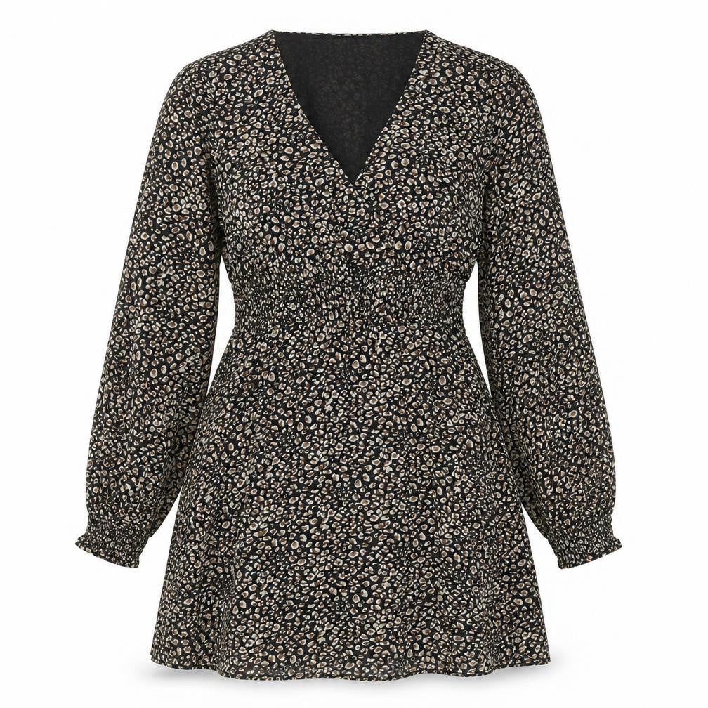 By Clara Women’s Black Animal Print Short A-Line Dress S