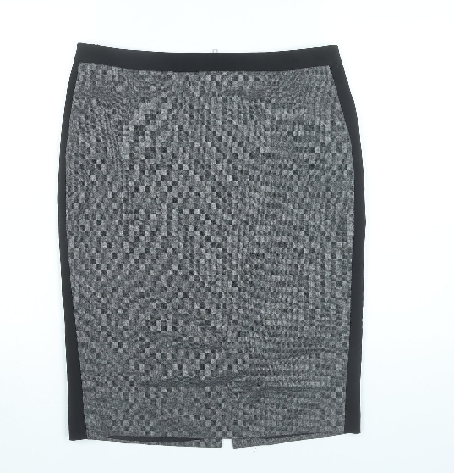 Warehouse Womens Grey Size 14 Pencil Skirt Workwear Lined Zip