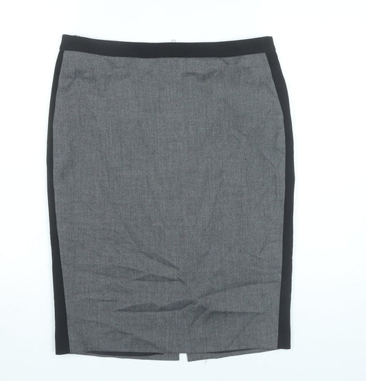 Warehouse Womens Grey Size 14 Pencil Skirt Workwear Lined Zip