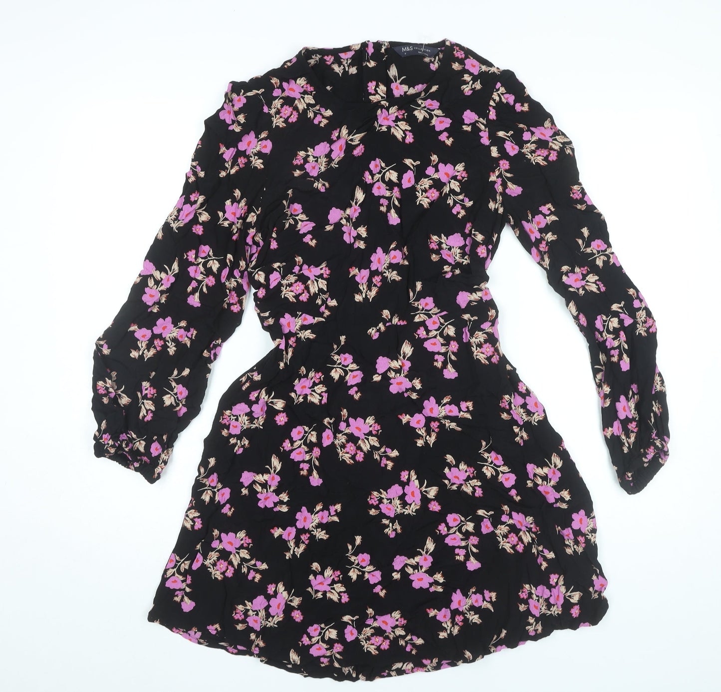 Marks and Spencer Womens Black Floral Shift Dress Size 10