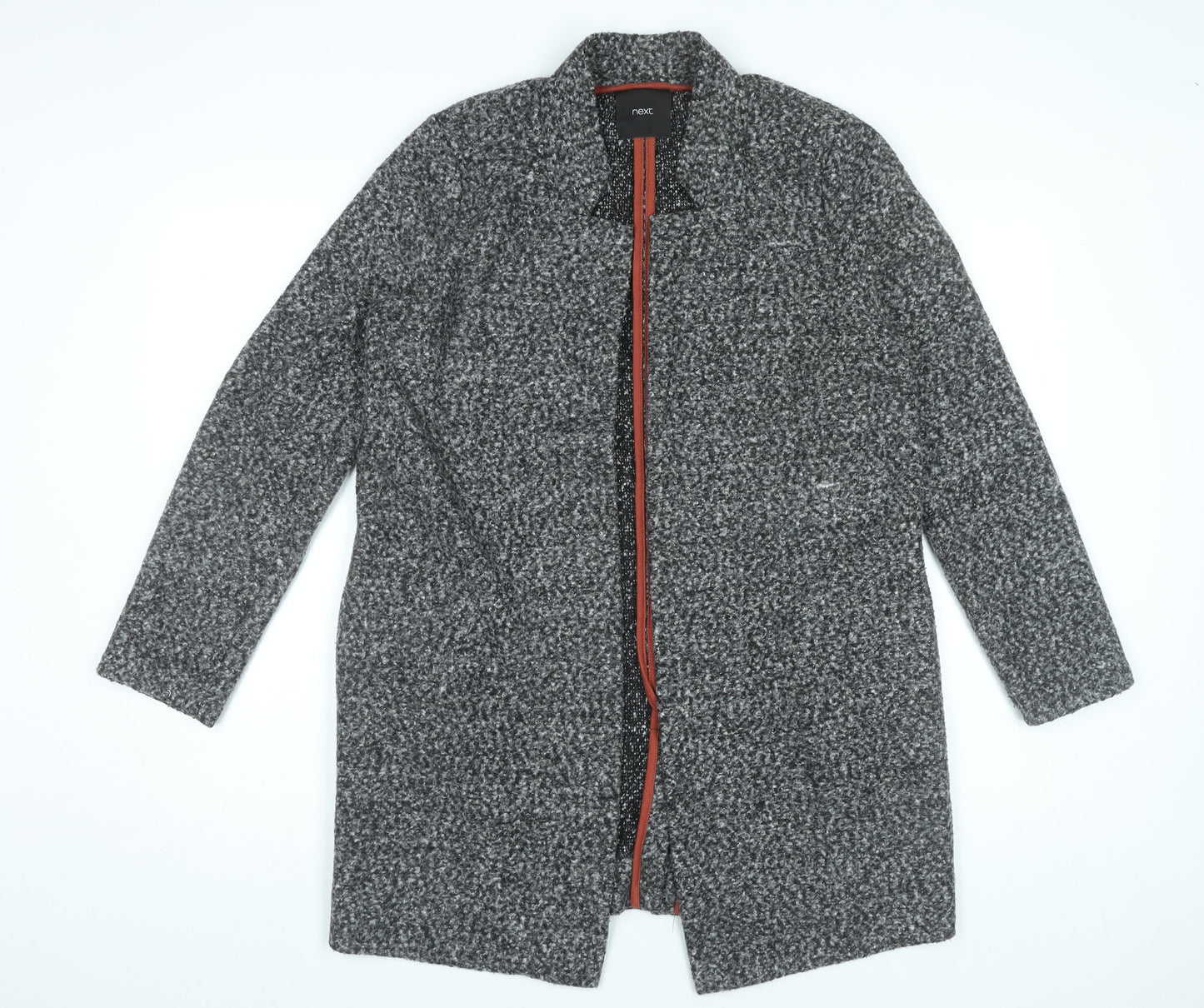 Next Women’s Grey Size 12 Collared Longline Cardigan Knitwear