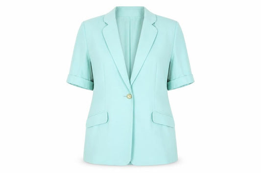 Mansfield Womens Blue Size 14 Wool Single-Breasted Blazer
