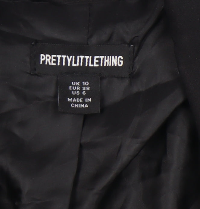 PrettyLittleThing Womens Black Blazer UK 10 Notch Lapel Single-Breasted