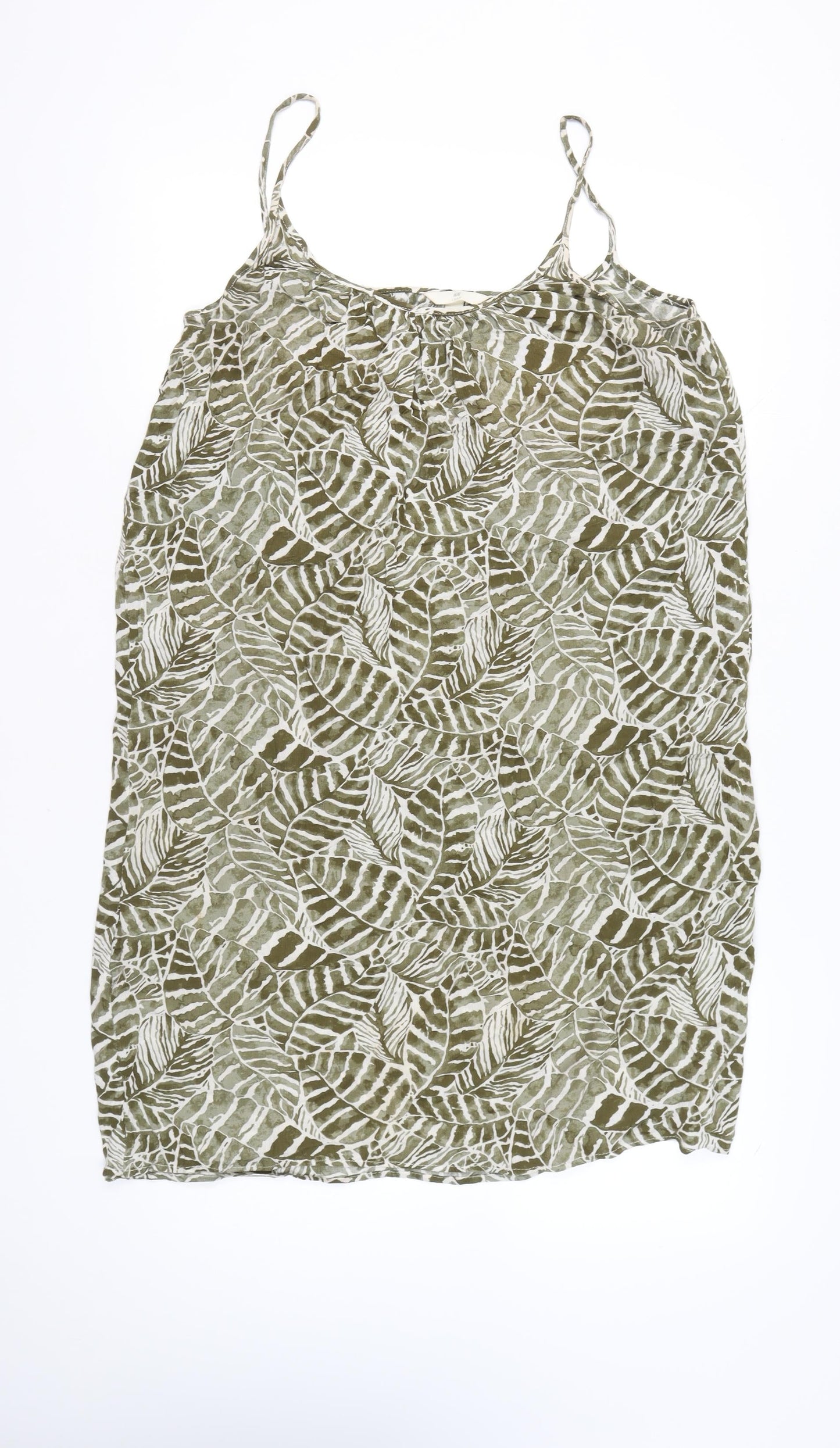 H&M Women’s Green Leaf Print Slip Dress Size 12 Summer Casual