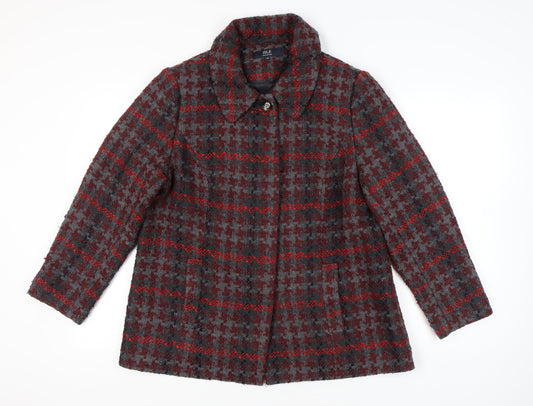 Isle Collection Womens Grey Red Houndstooth Coat Size 18